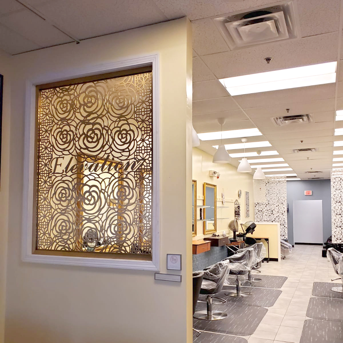 Decorative Panels as window in USA Salon